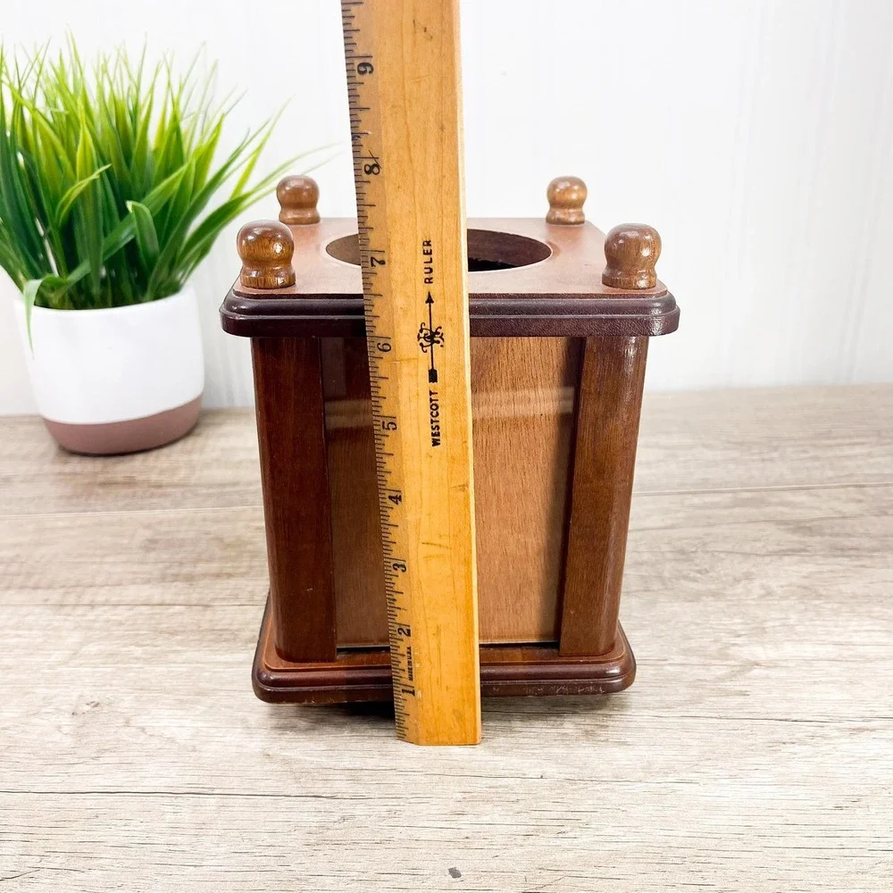 Midcentury Modern Walnut Lazy‎ Susan Photo Stand - Musical Wooden Picture Frame